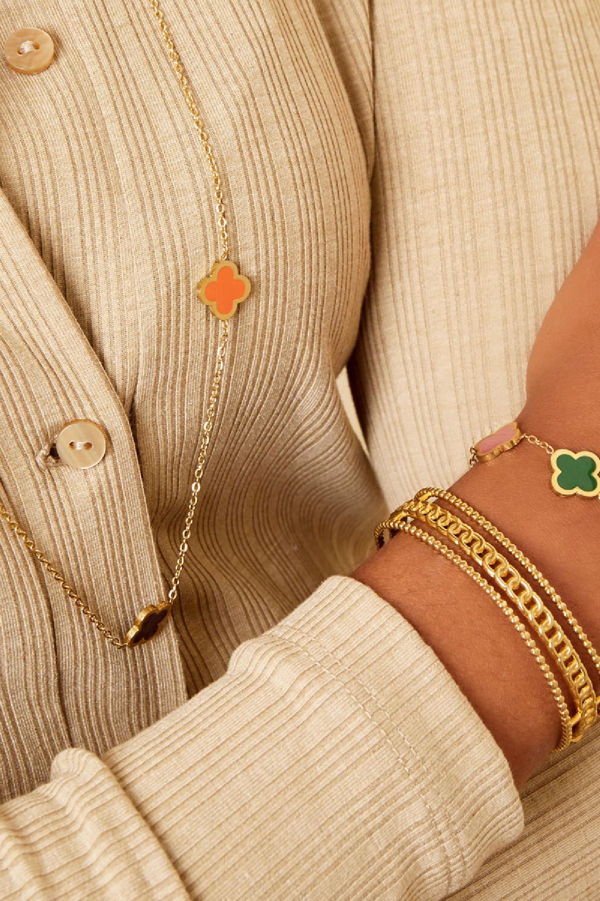 Armband coloured clovers gold