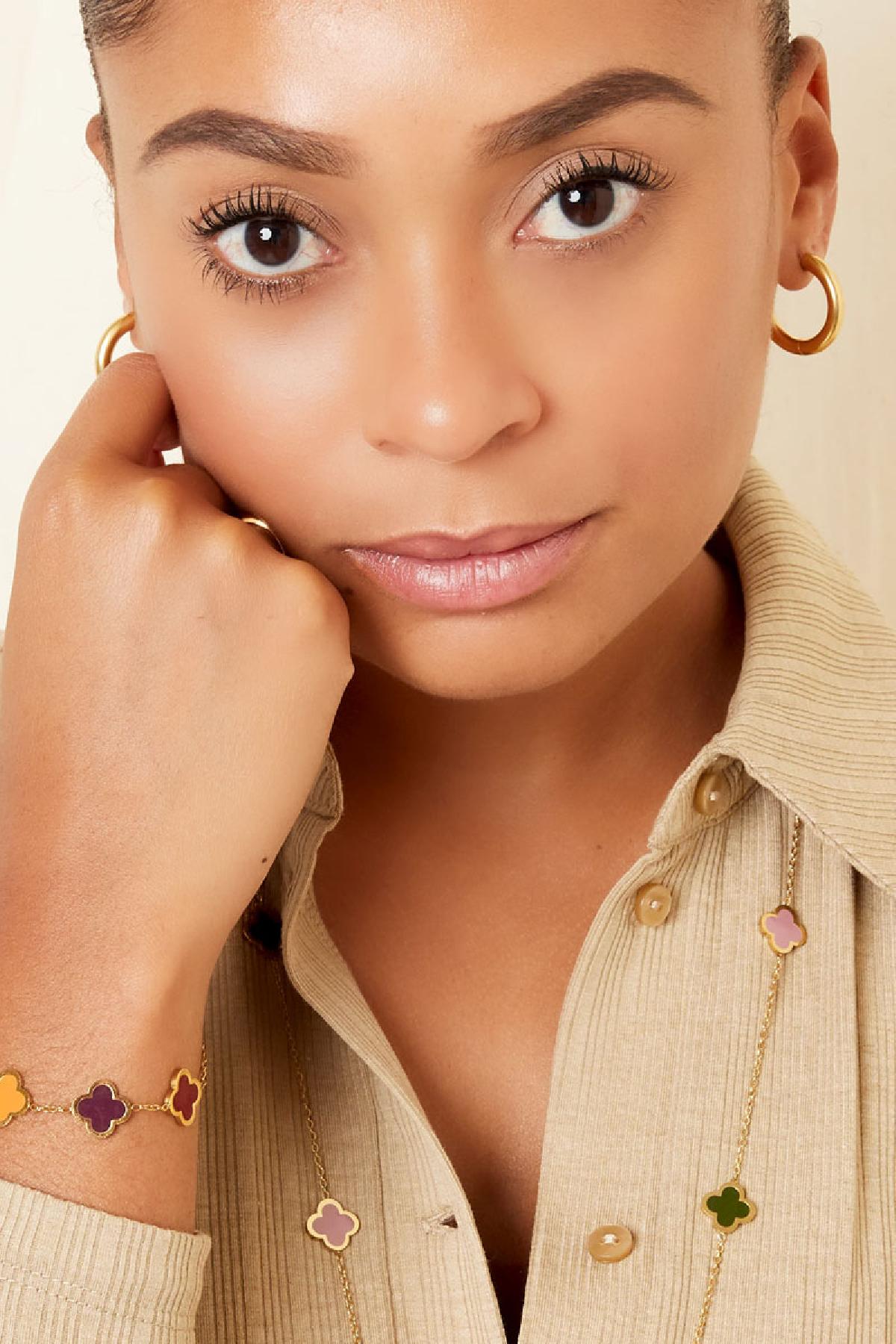 Armband coloured clovers gold