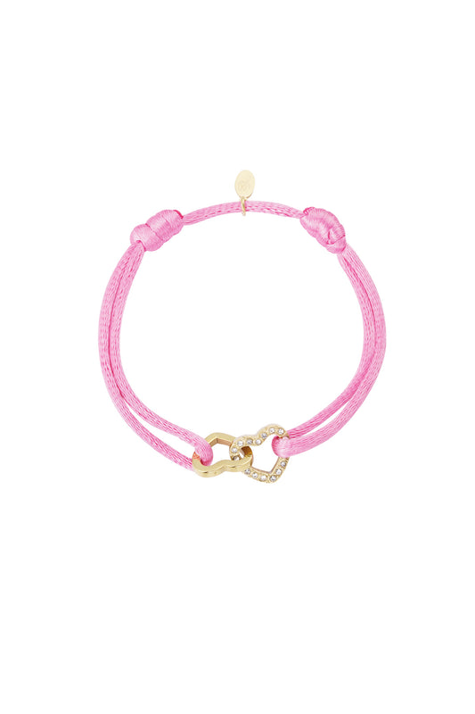 Armband double hearts pink